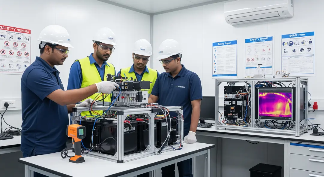 Engineers reviewing blueprints